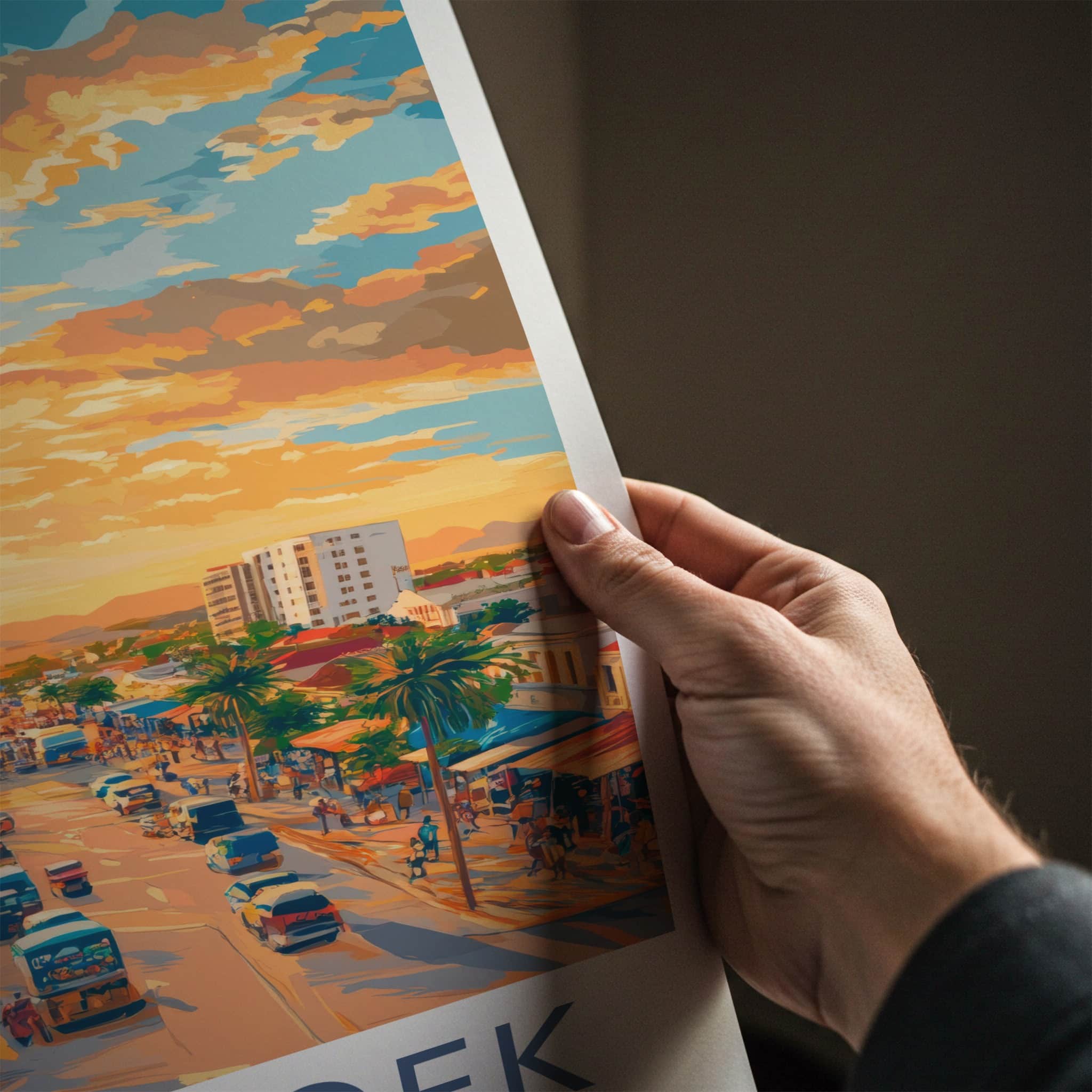 Windhoek Poster - Namibia Travel Art - Vibrant Street Sunset Home Decor