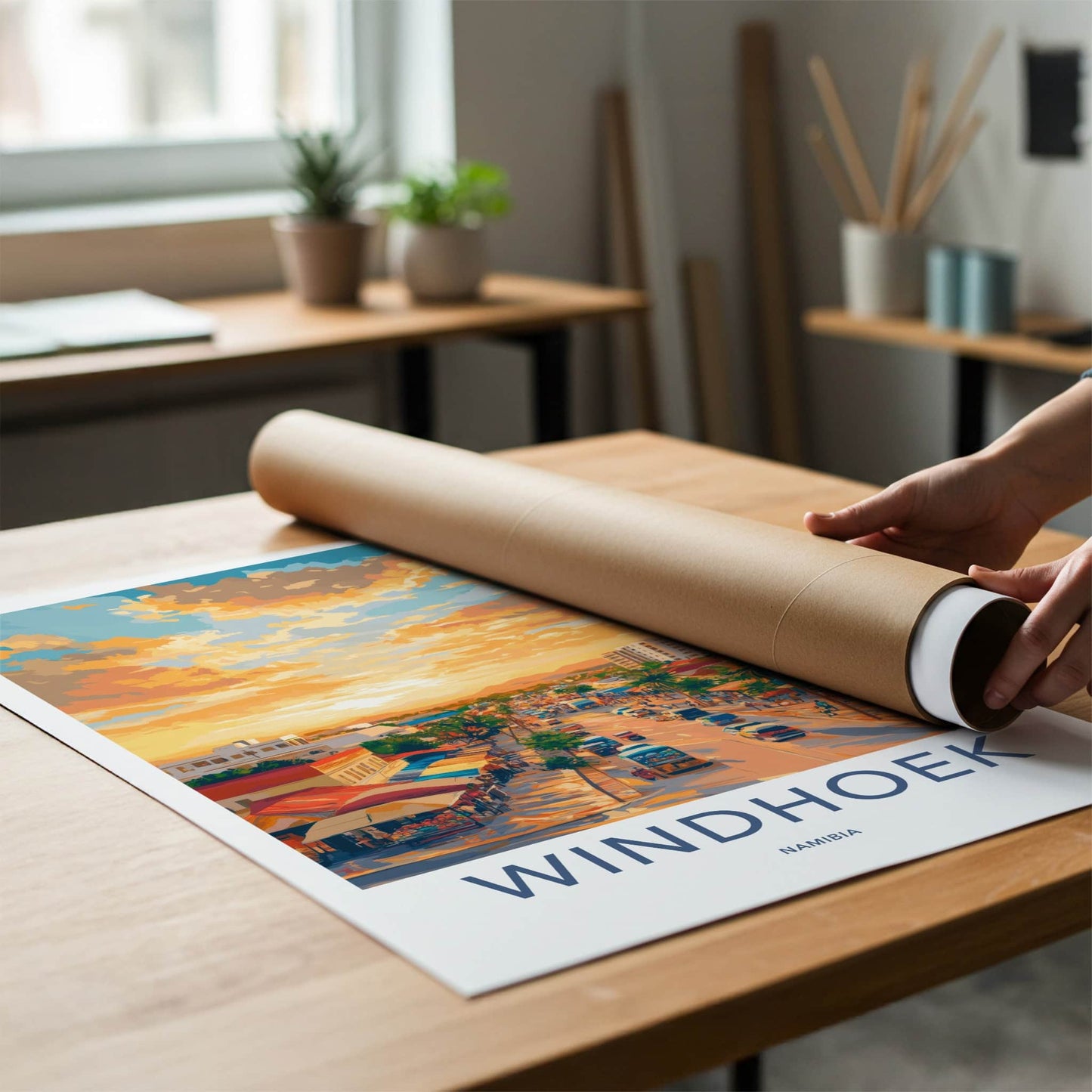 Windhoek Poster - Namibia Travel Art - Vibrant Street Sunset Home Decor