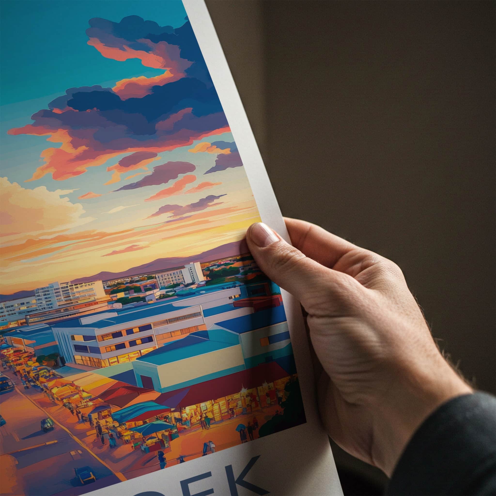 Windhoek Poster - Namibia Wall Art - Vibrant City Sunset Home Decor