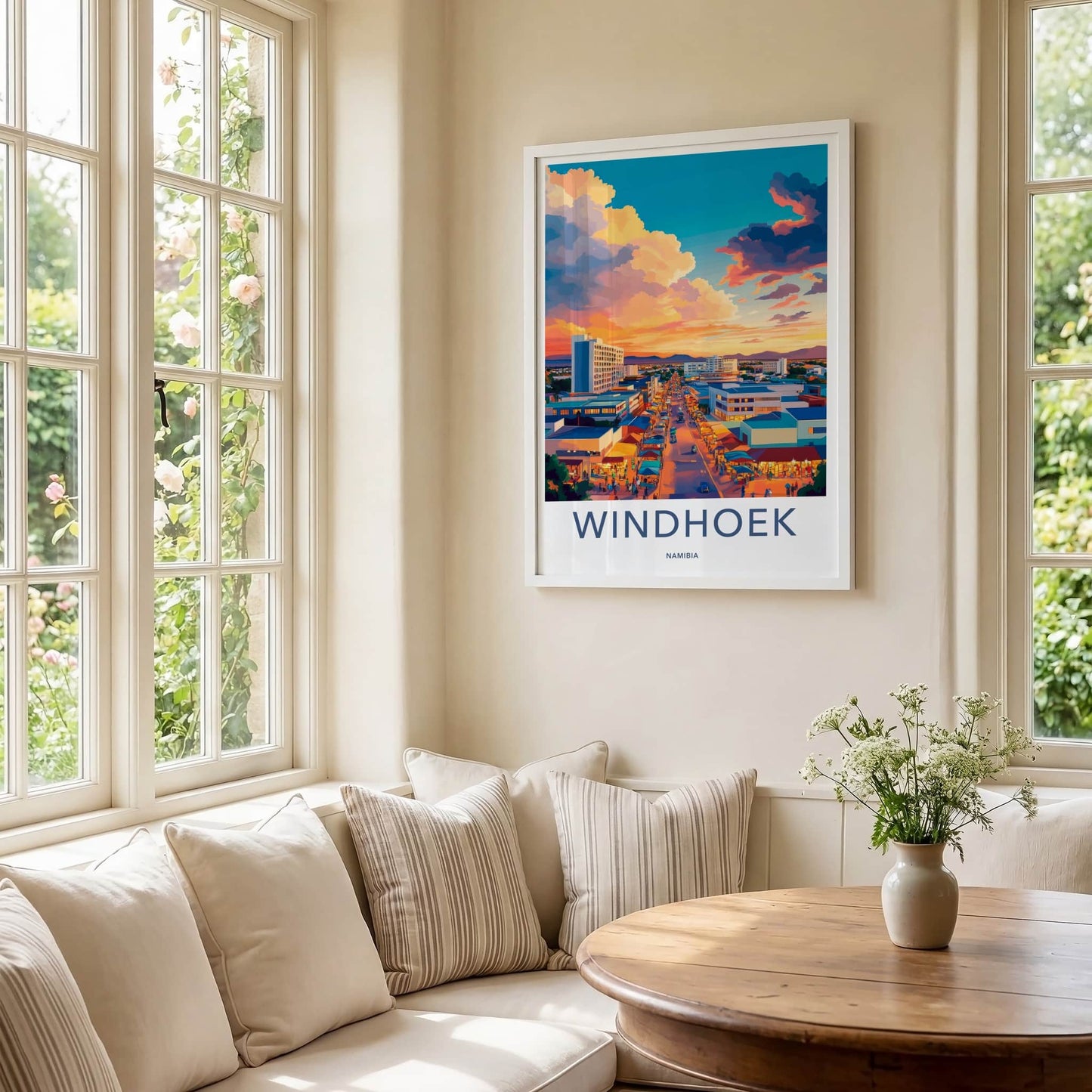 Windhoek Poster - Namibia Wall Art - Vibrant City Sunset Home Decor