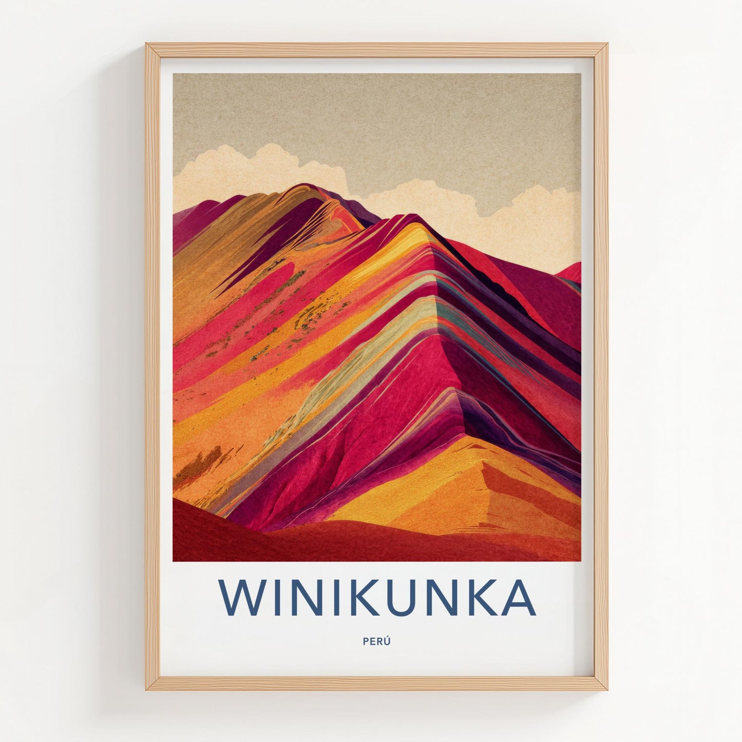 Winikunka Poster - Peru Travel Art - Colorful Striped Mountains Home Decor