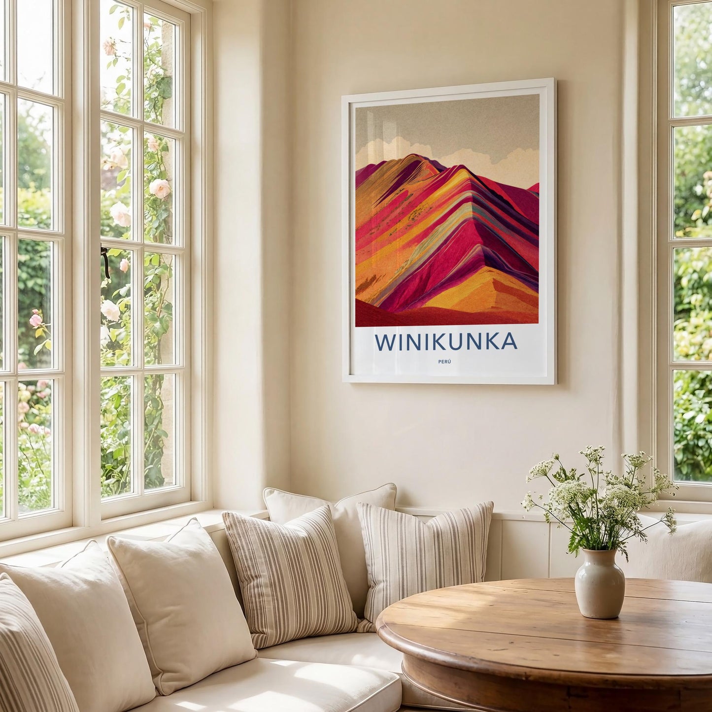 Winikunka Poster - Peru Travel Art - Colorful Striped Mountains Home Decor