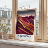 Winikunka Poster - Peru Travel Art - Vibrant Layered Mountains Home Decor