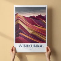 Winikunka Poster - Peru Travel Art - Vibrant Layered Mountains Home Decor
