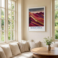 Winikunka Poster - Peru Travel Art - Vibrant Layered Mountains Home Decor