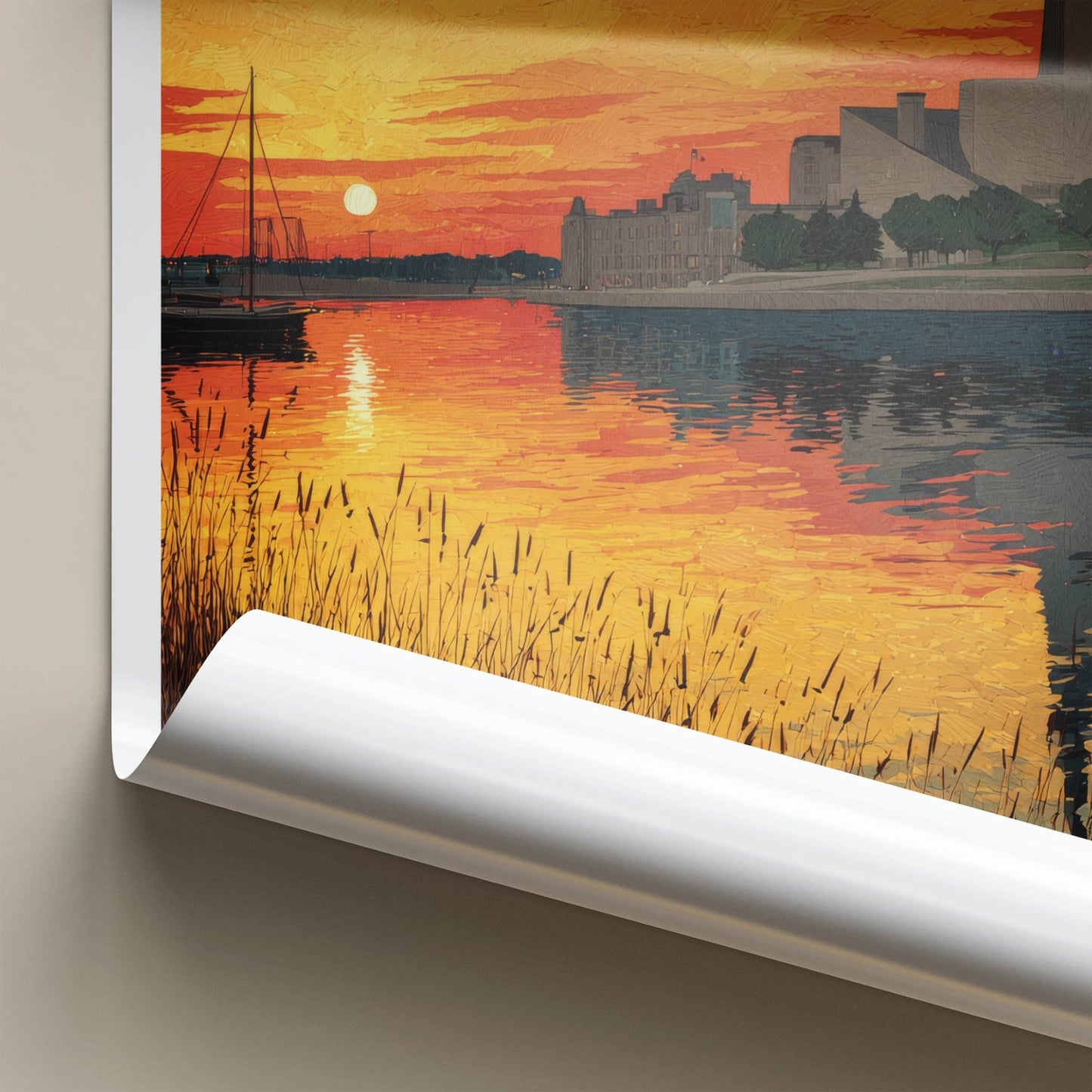 Winnipeg Poster - Canada Travel Art - Golden River Sunset Home Decor