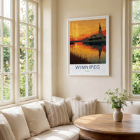 Winnipeg Poster - Canada Travel Art - Golden River Sunset Home Decor