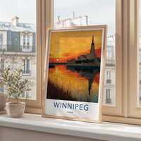 Winnipeg Poster - Canada Travel Art - Golden River Sunset Home Decor