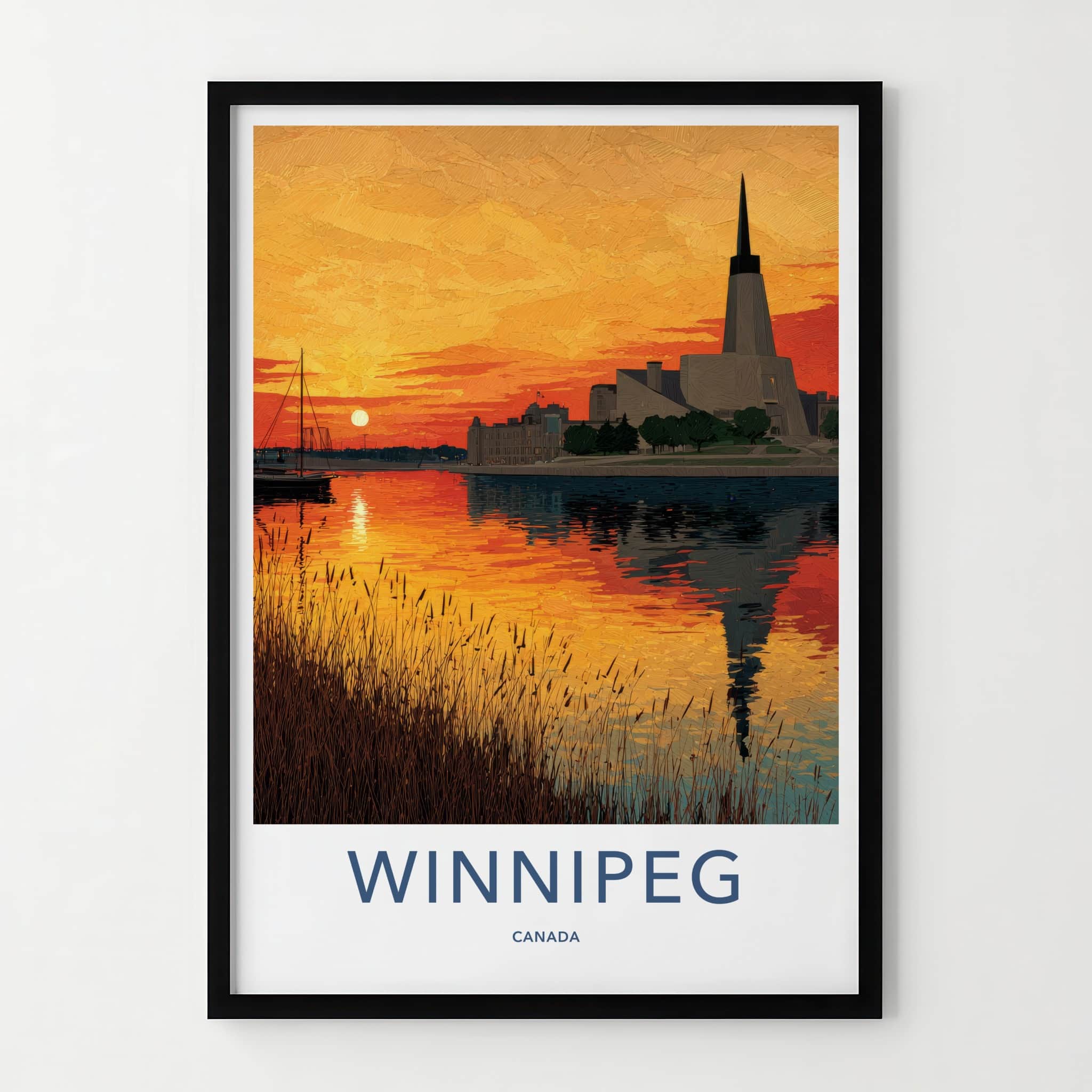 Winnipeg Poster - Canada Travel Art - Golden River Sunset Home Decor