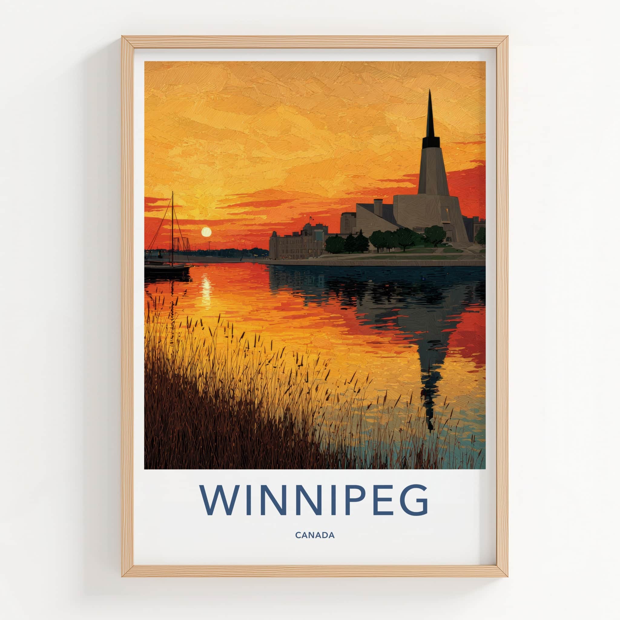 Winnipeg Poster - Canada Travel Art - Golden River Sunset Home Decor