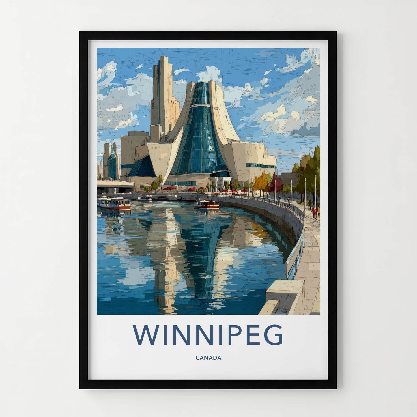 Winnipeg Poster - Canada Travel Art - Iconic Museum River Home Decor