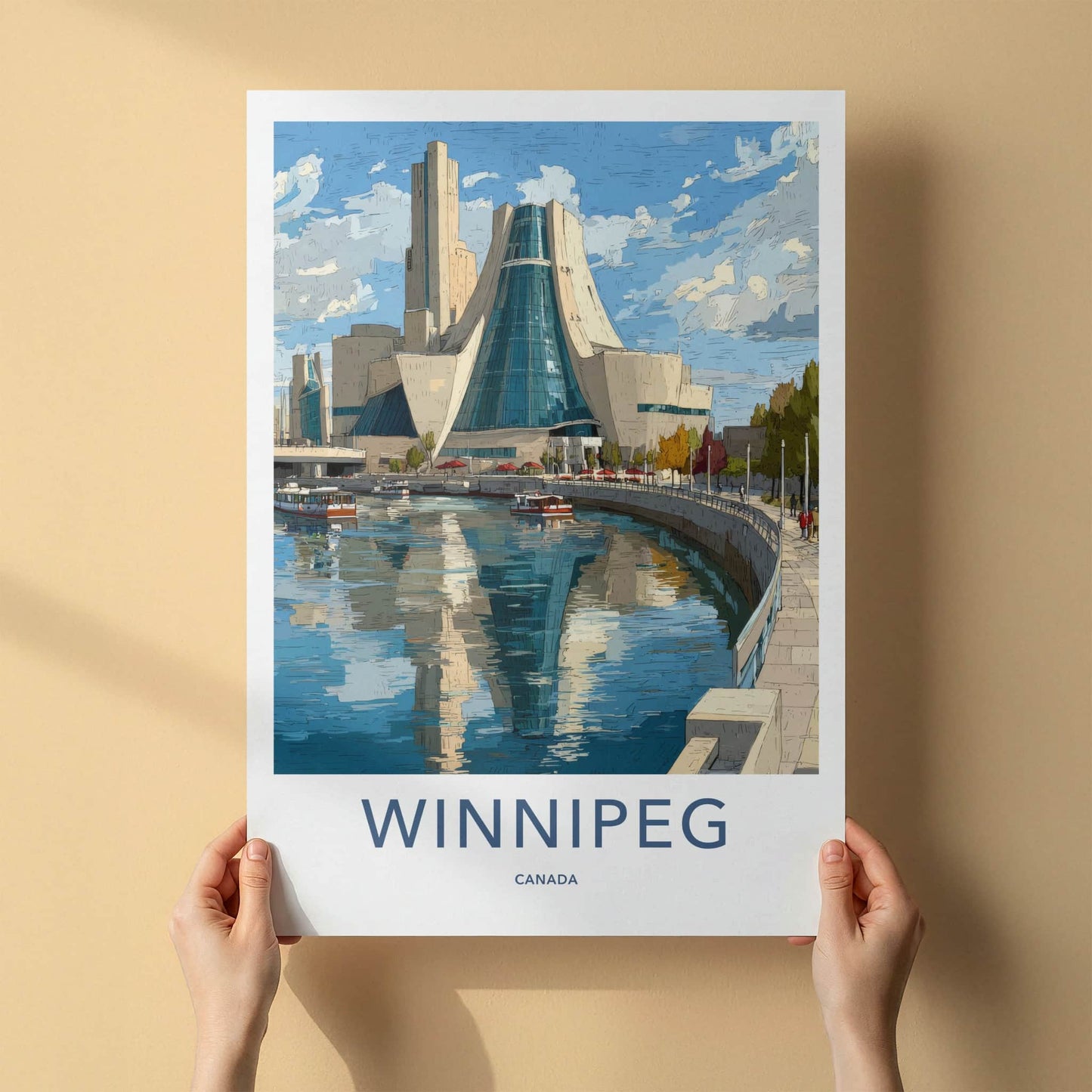 Winnipeg Poster - Canada Travel Art - Iconic Museum River Home Decor