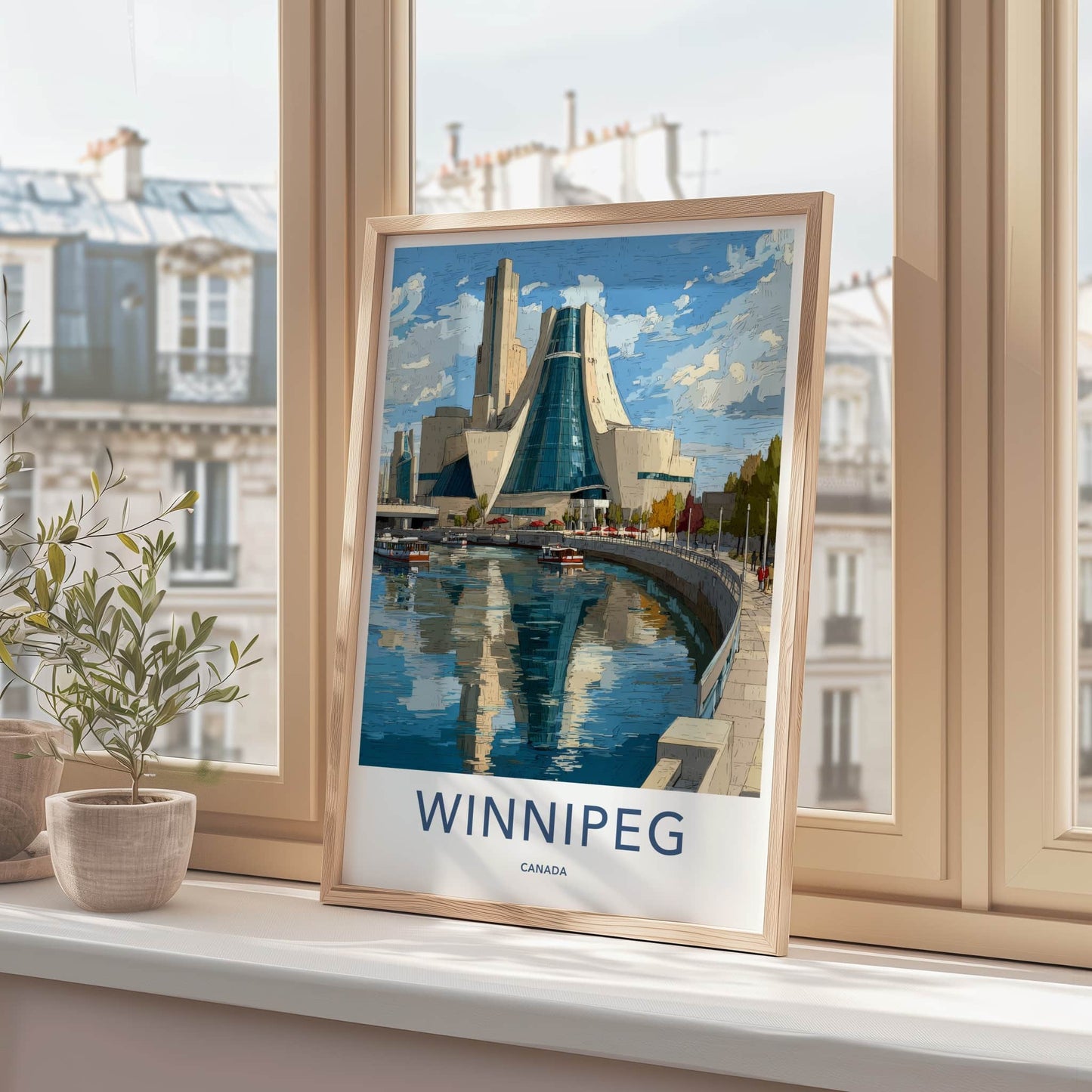 Winnipeg Poster - Canada Travel Art - Iconic Museum River Home Decor