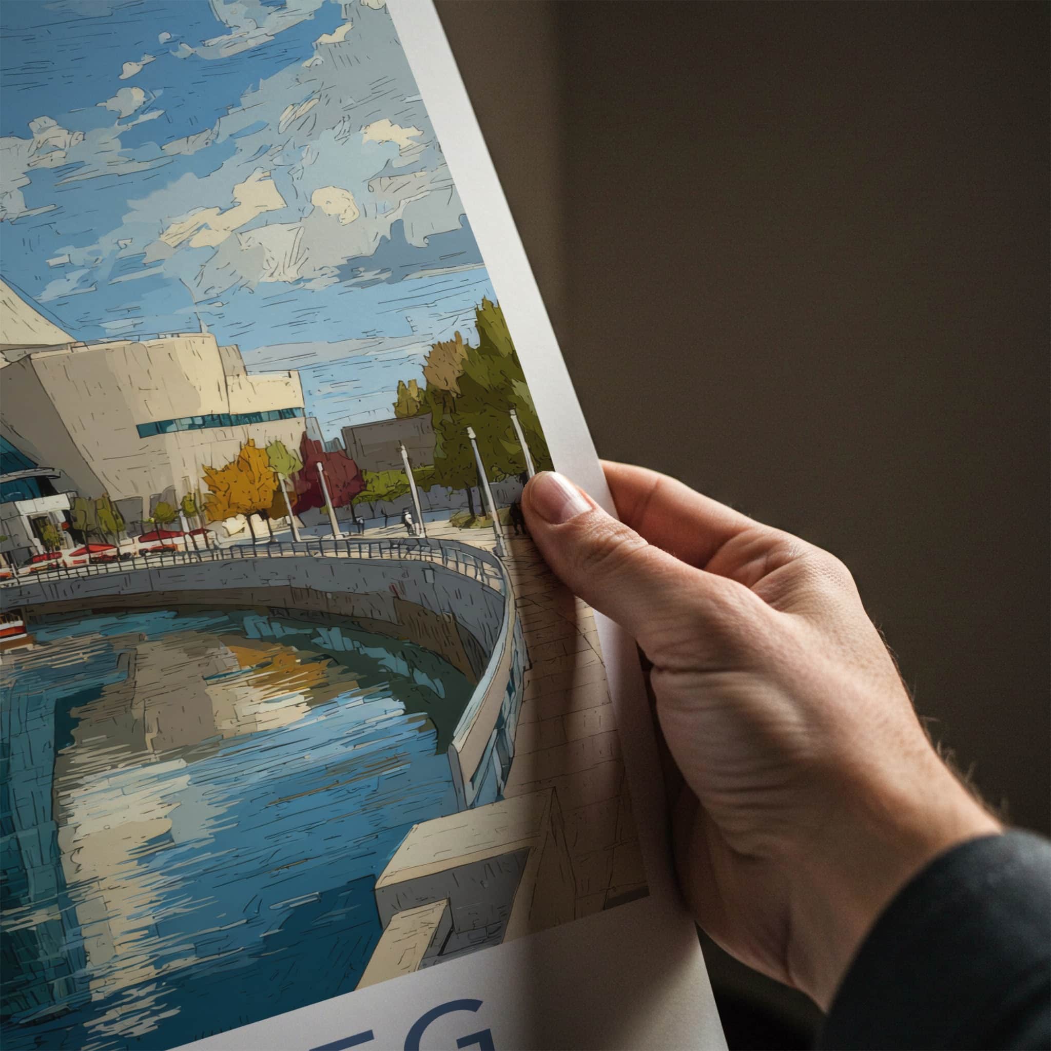 Winnipeg Poster - Canada Travel Art - Iconic Museum River Home Decor
