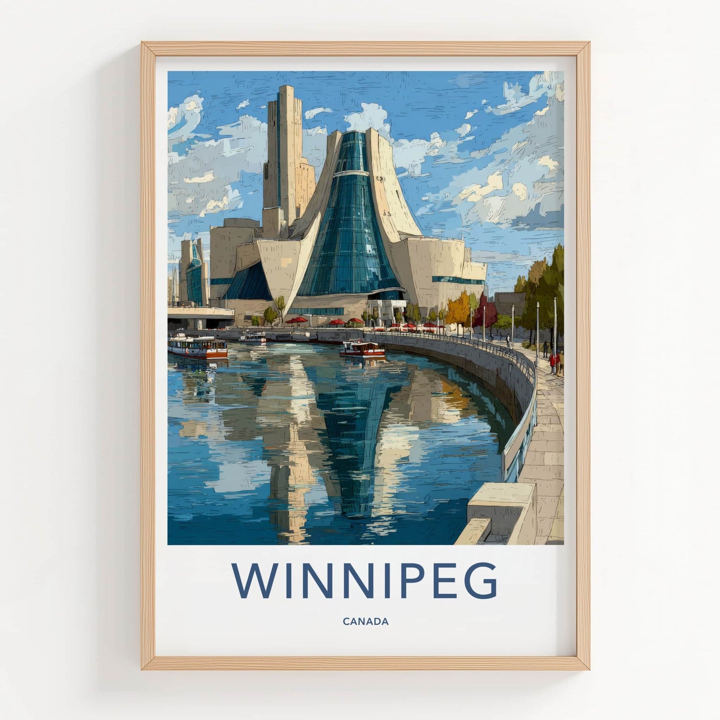 Winnipeg Poster - Canada Travel Art - Iconic Museum River Home Decor