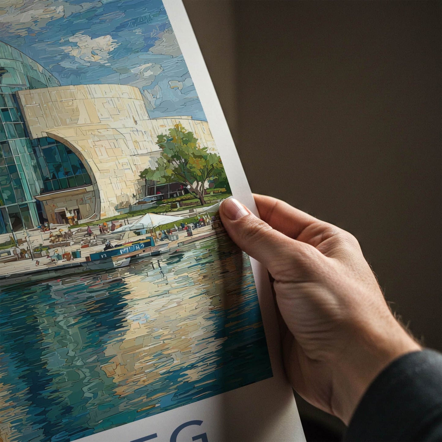Winnipeg Poster - Canada Travel Art - Reflective Museum Architecture Home Decor