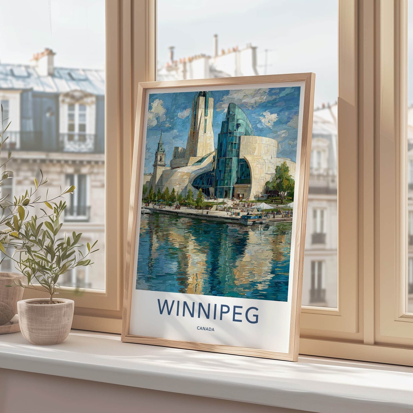 Winnipeg Poster - Canada Travel Art - Reflective Museum Architecture Home Decor