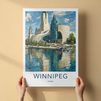 Winnipeg Poster - Canada Travel Art - Reflective Museum Architecture Home Decor