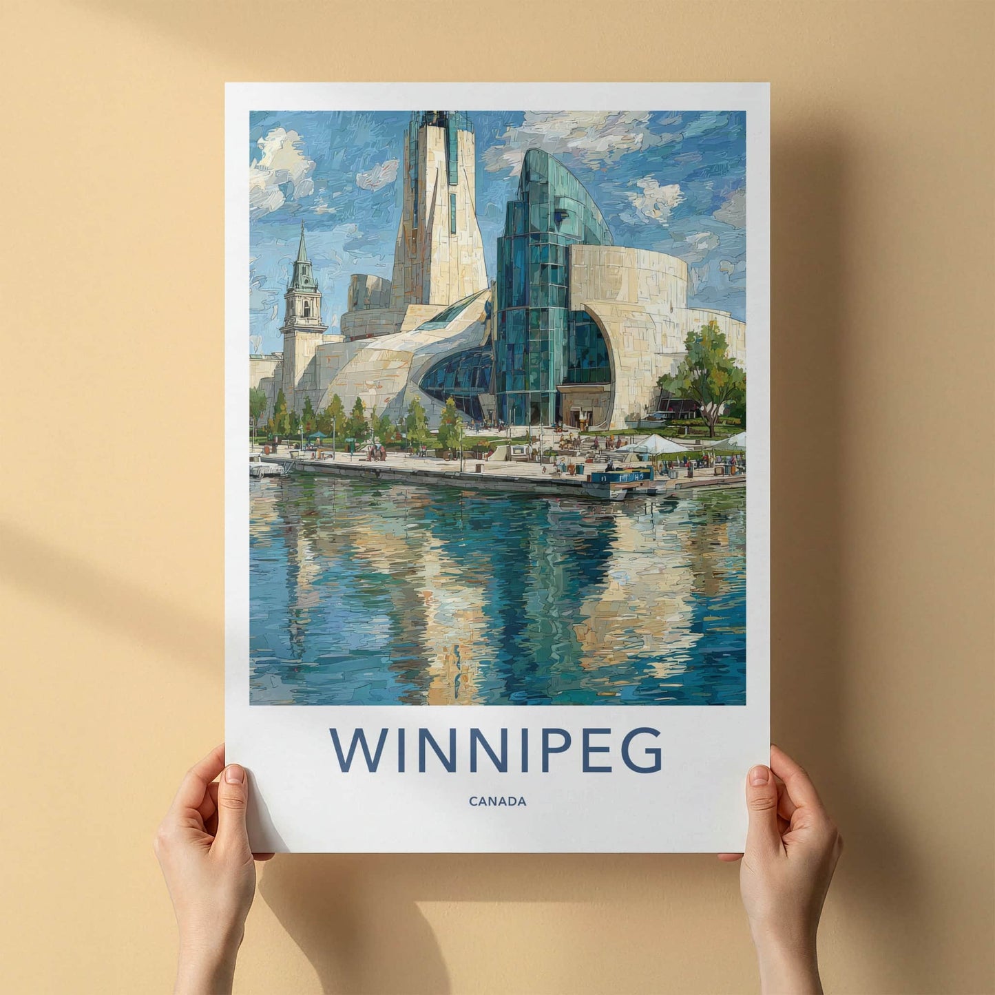 Winnipeg Poster - Canada Travel Art - Reflective Museum Architecture Home Decor