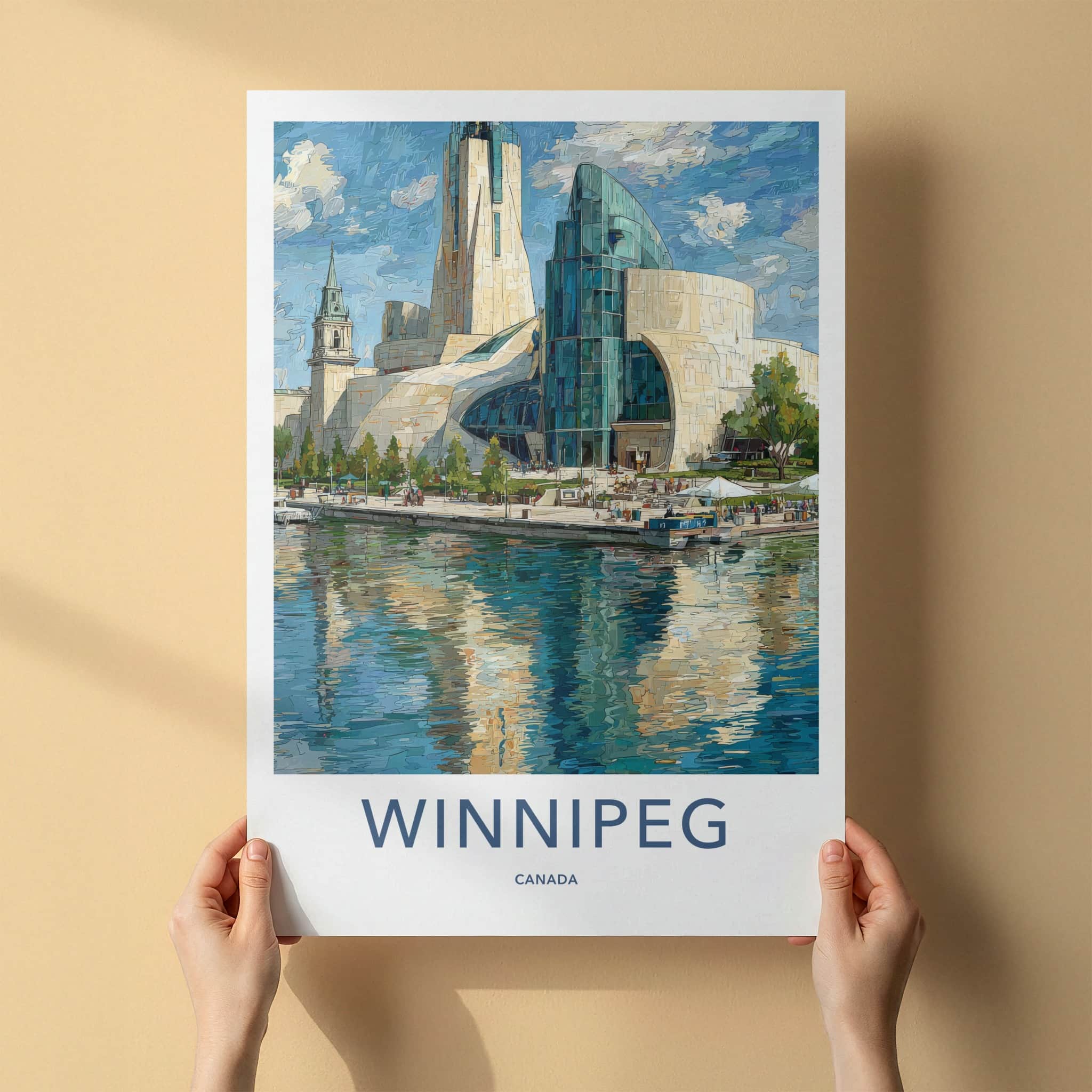 Winnipeg Poster - Canada Travel Art - Reflective Museum Architecture Home Decor