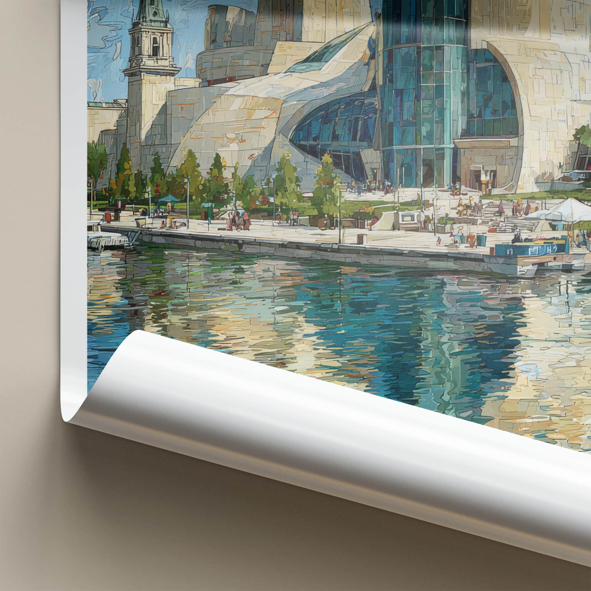 Winnipeg Poster - Canada Travel Art - Reflective Museum Architecture Home Decor