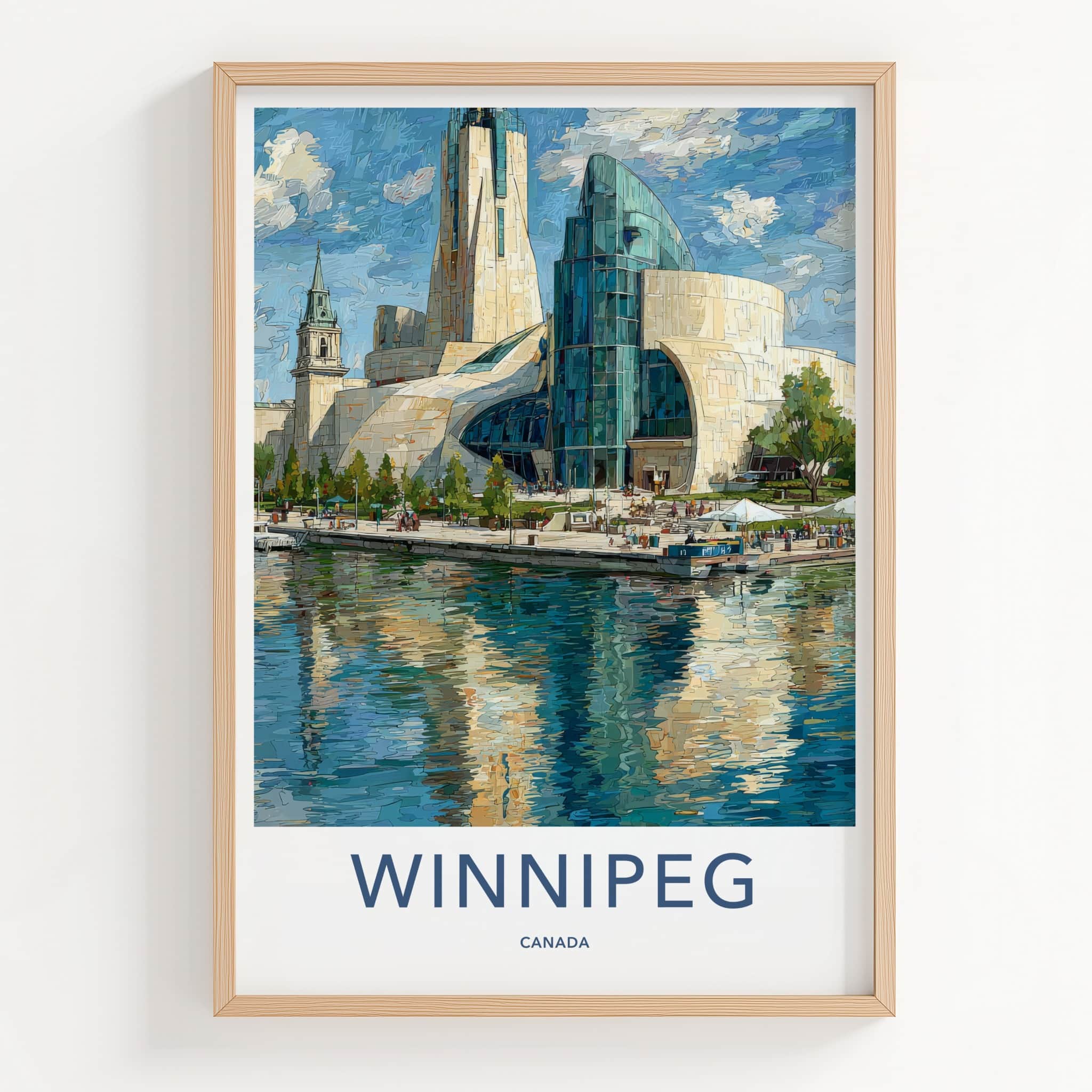 Winnipeg Poster - Canada Travel Art - Reflective Museum Architecture Home Decor