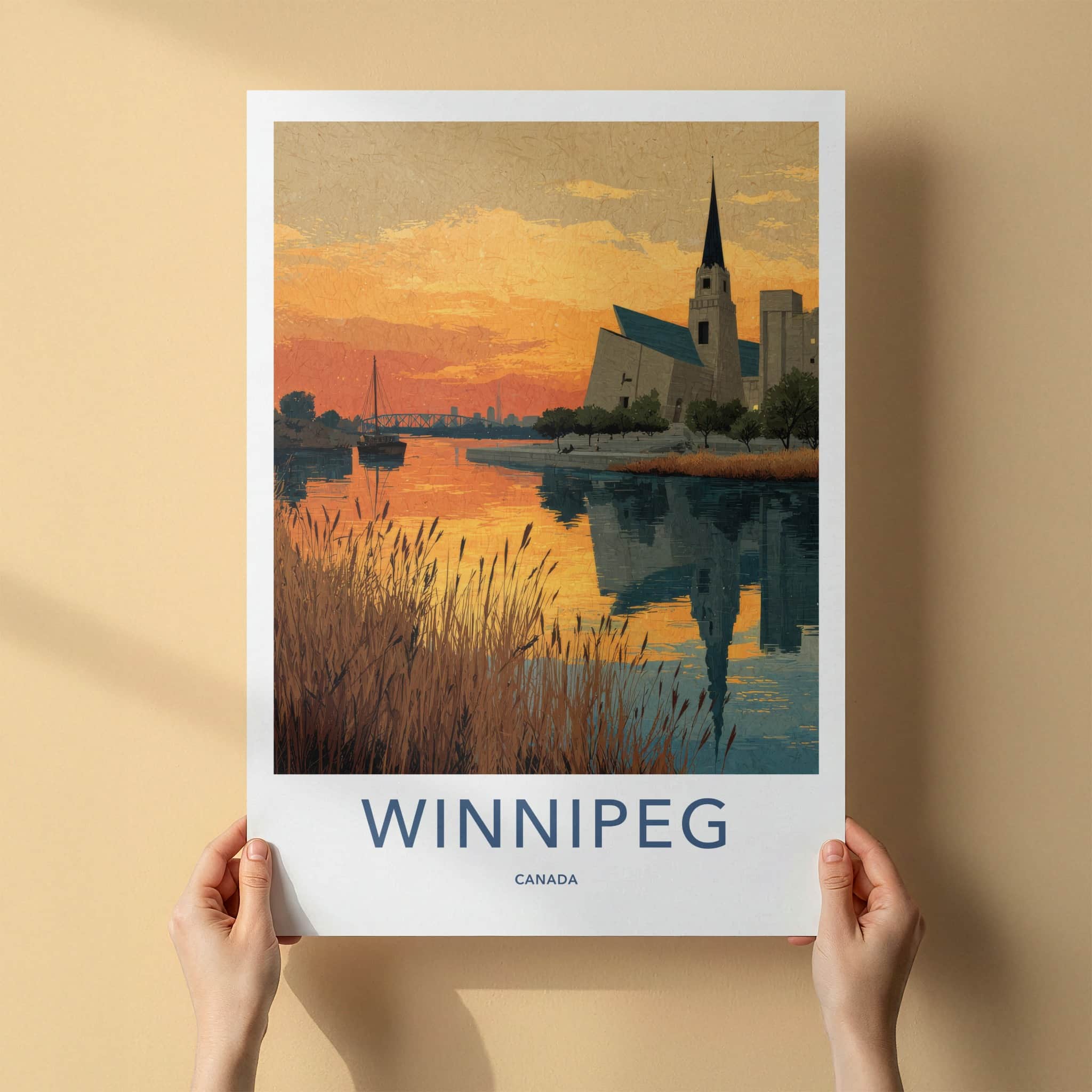 Winnipeg Poster - Canada Wall Art - Golden Hour Skyline Home Decor