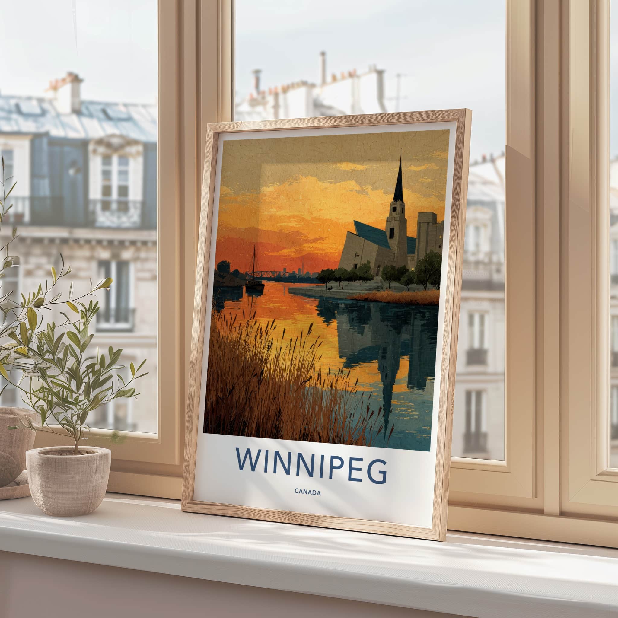 Winnipeg Poster - Canada Wall Art - Golden Hour Skyline Home Decor