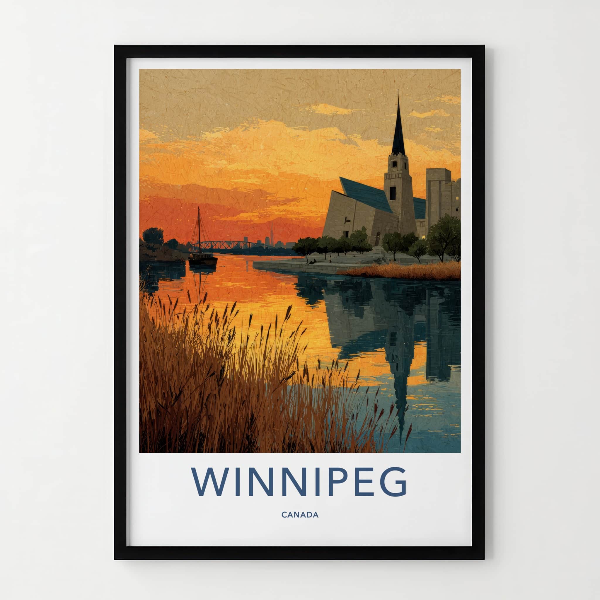 Winnipeg Poster - Canada Wall Art - Golden Hour Skyline Home Decor