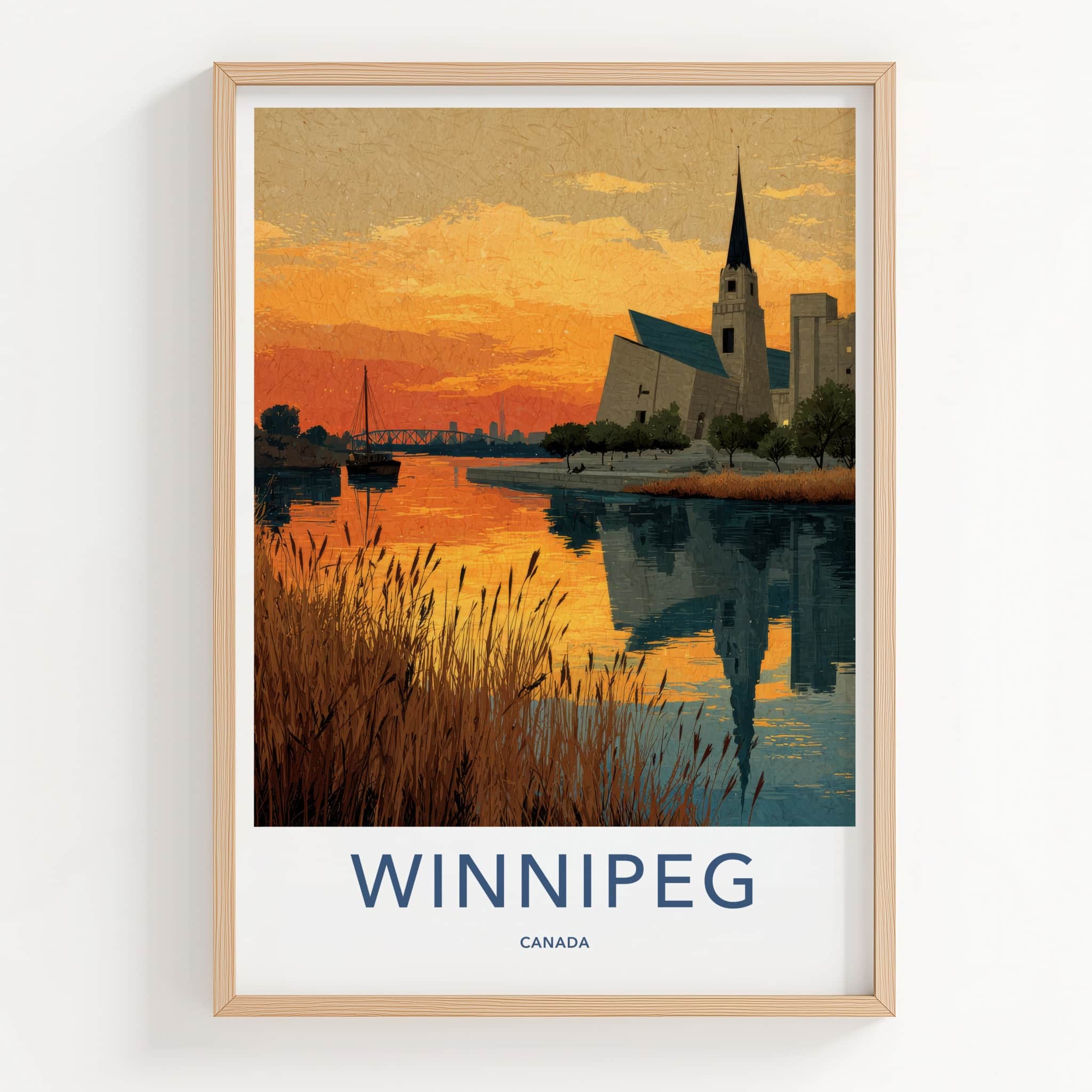 Winnipeg Poster - Canada Wall Art - Golden Hour Skyline Home Decor