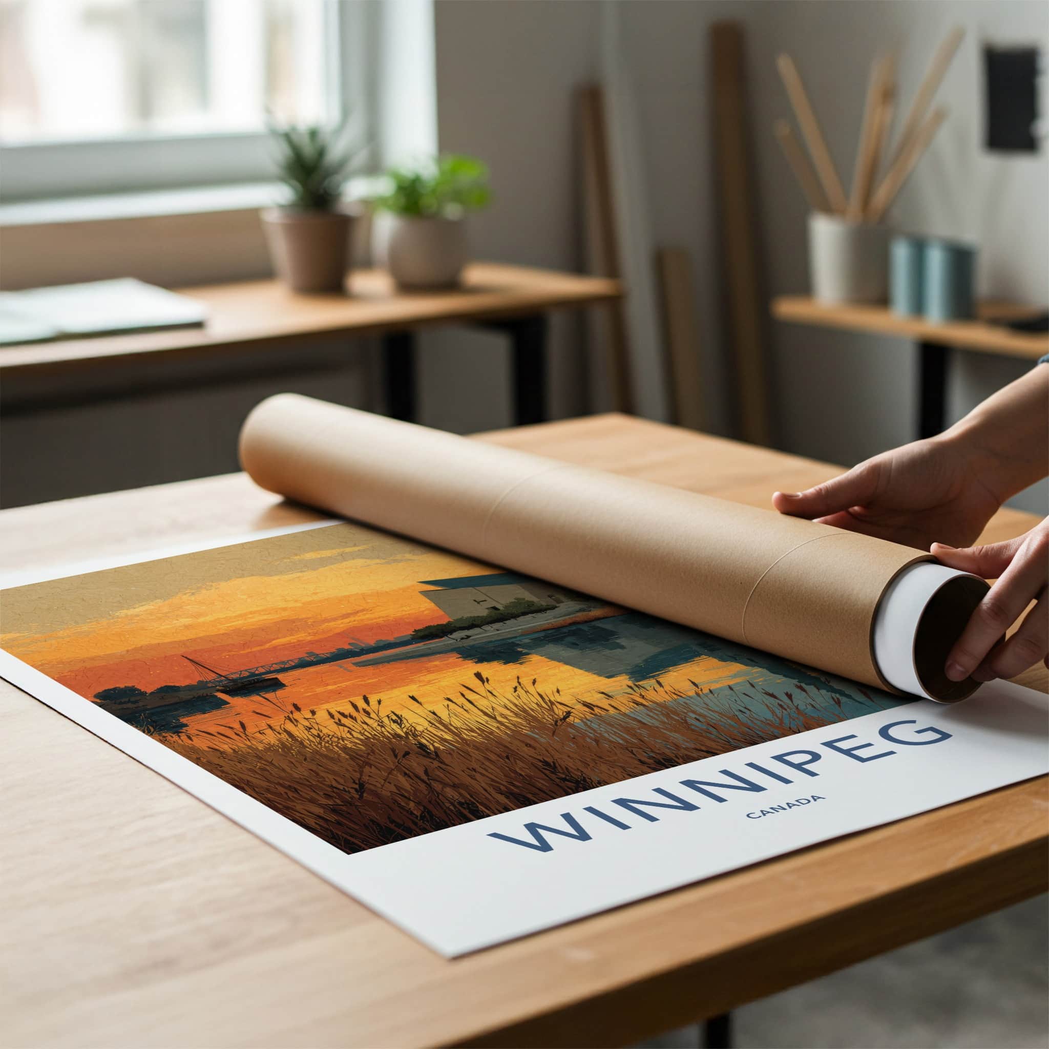 Winnipeg Poster - Canada Wall Art - Golden Hour Skyline Home Decor