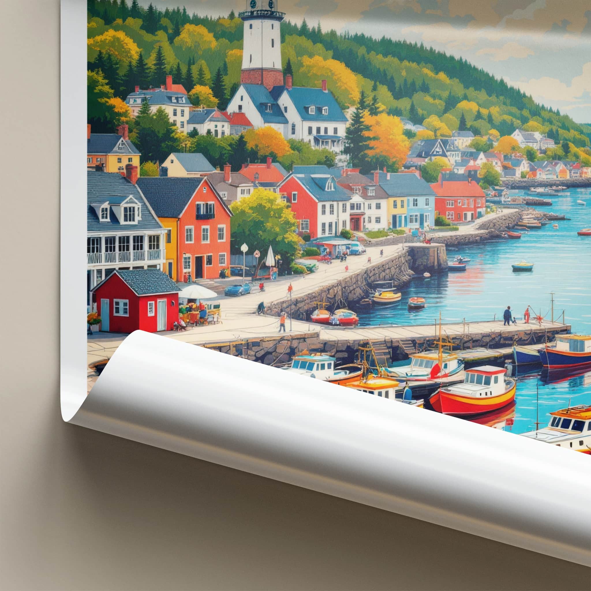 Wolin Poster - Poland Travel Art - Coastal Village Boats Wall Decor