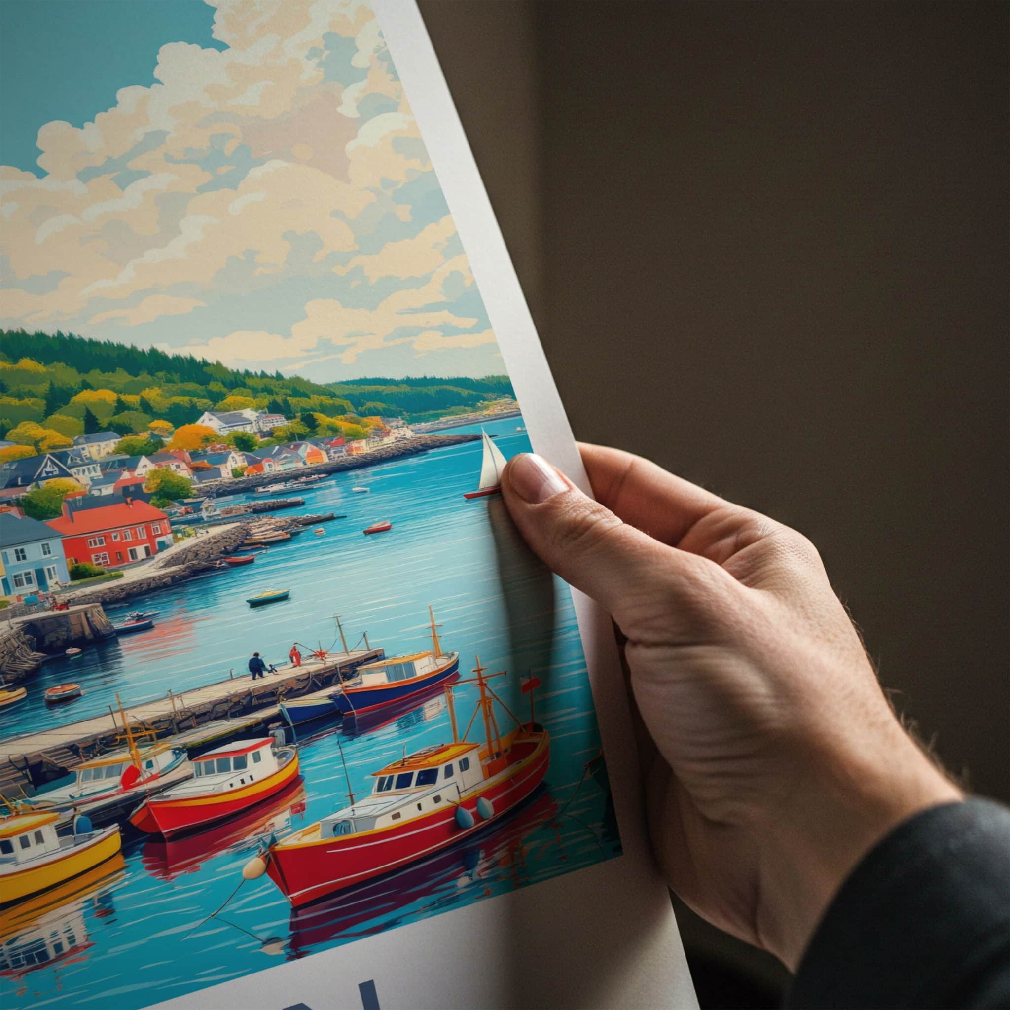 Wolin Poster - Poland Travel Art - Coastal Village Boats Wall Decor