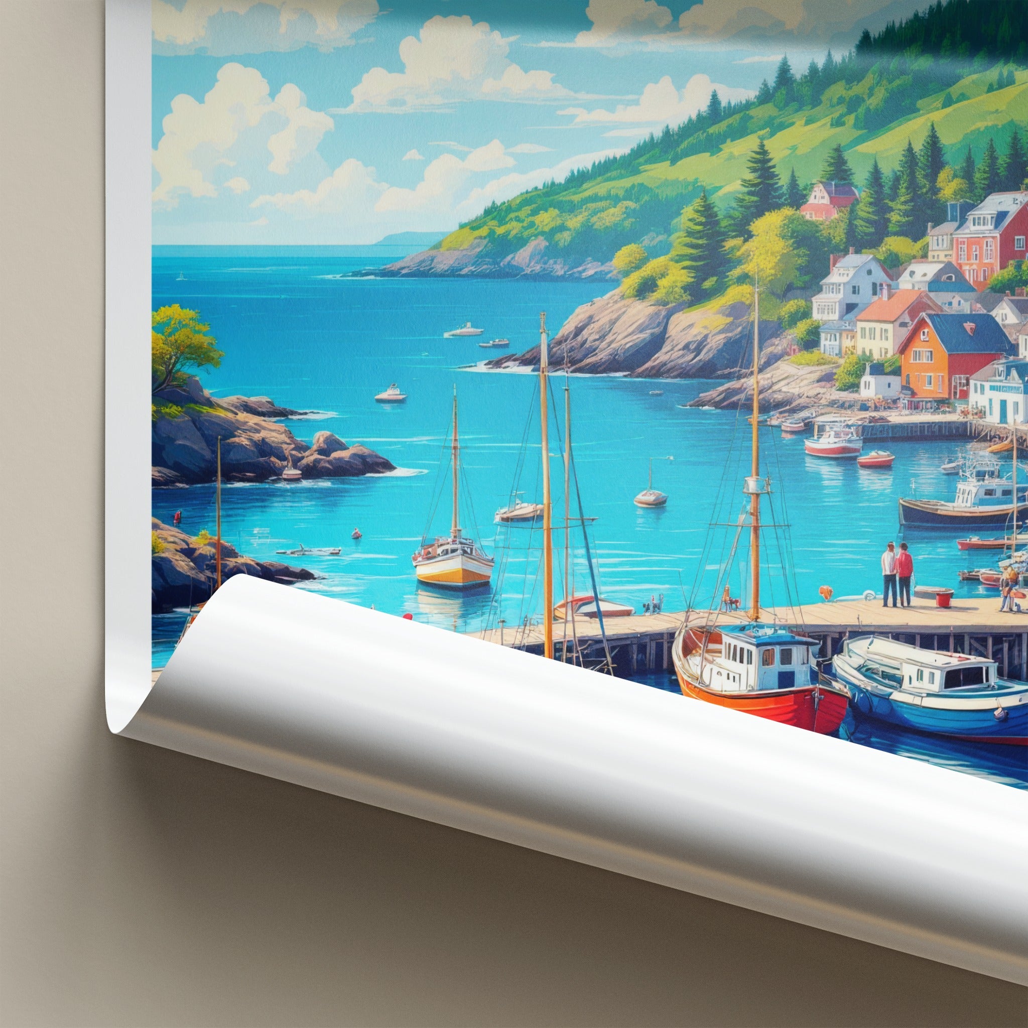 Wolin Poster - Poland Travel Art - Coastal Village Harbor Home Decor