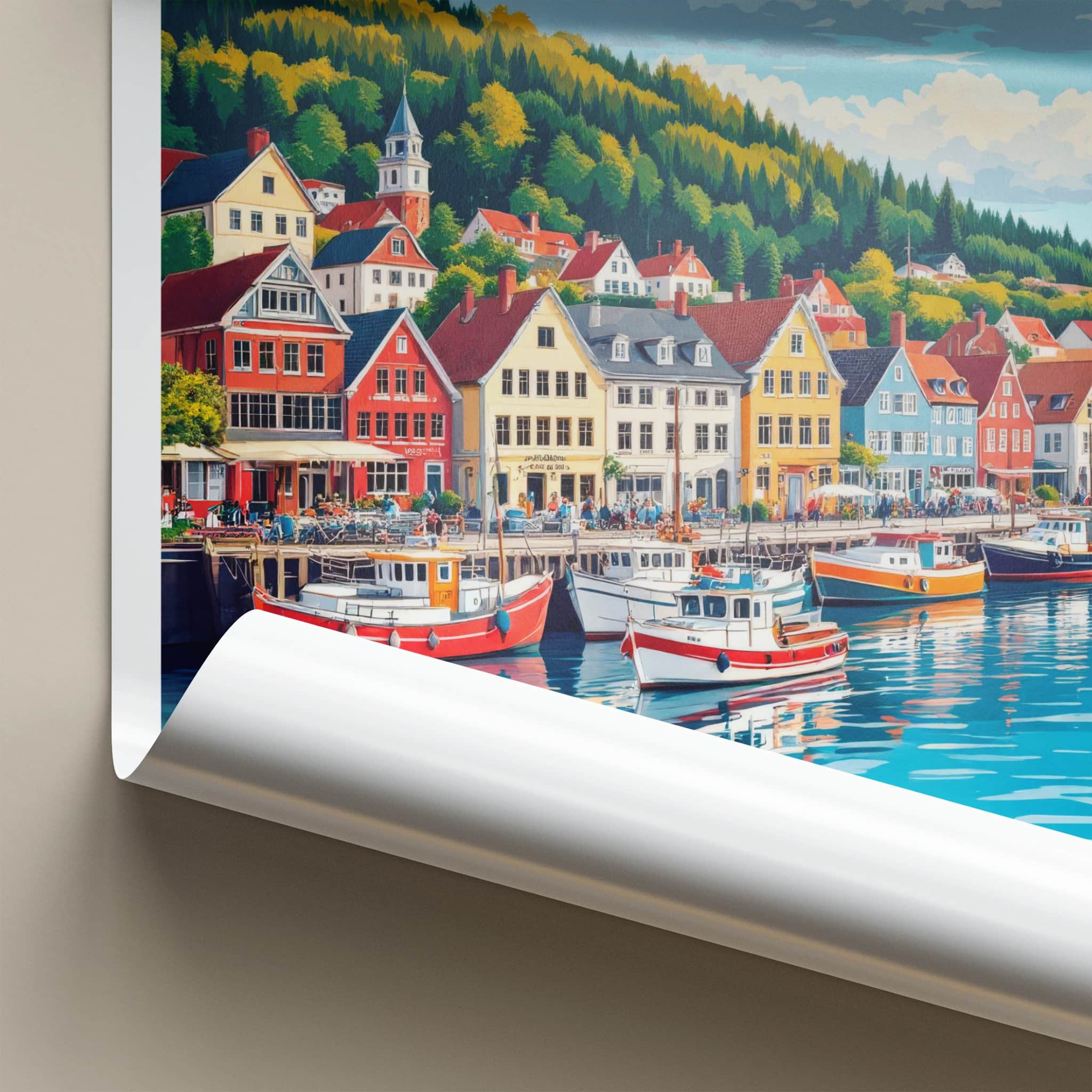 Wolin Poster - Poland Travel Art - Colorful Harbor Town Home Decor