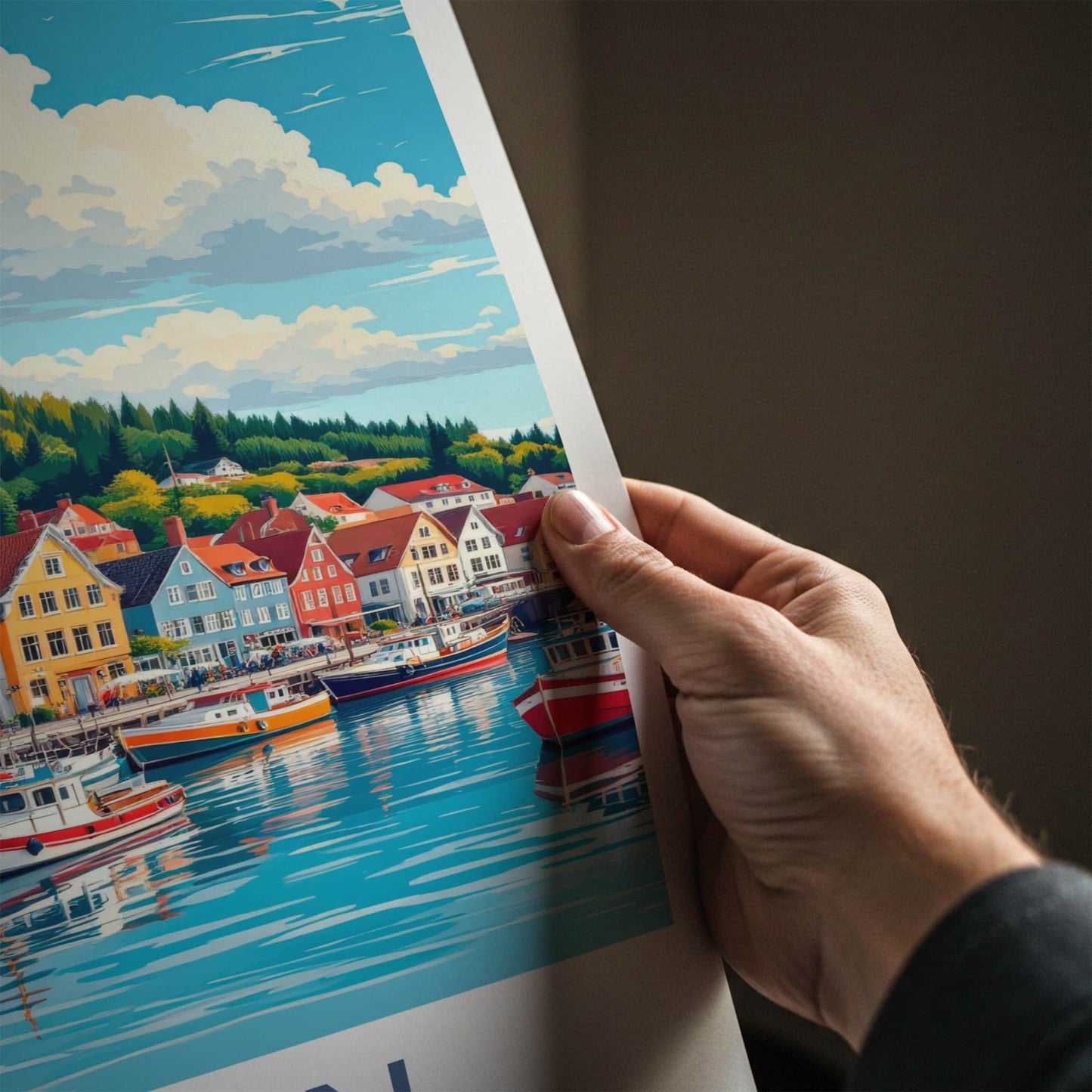 Wolin Poster - Poland Travel Art - Colorful Harbor Town Home Decor