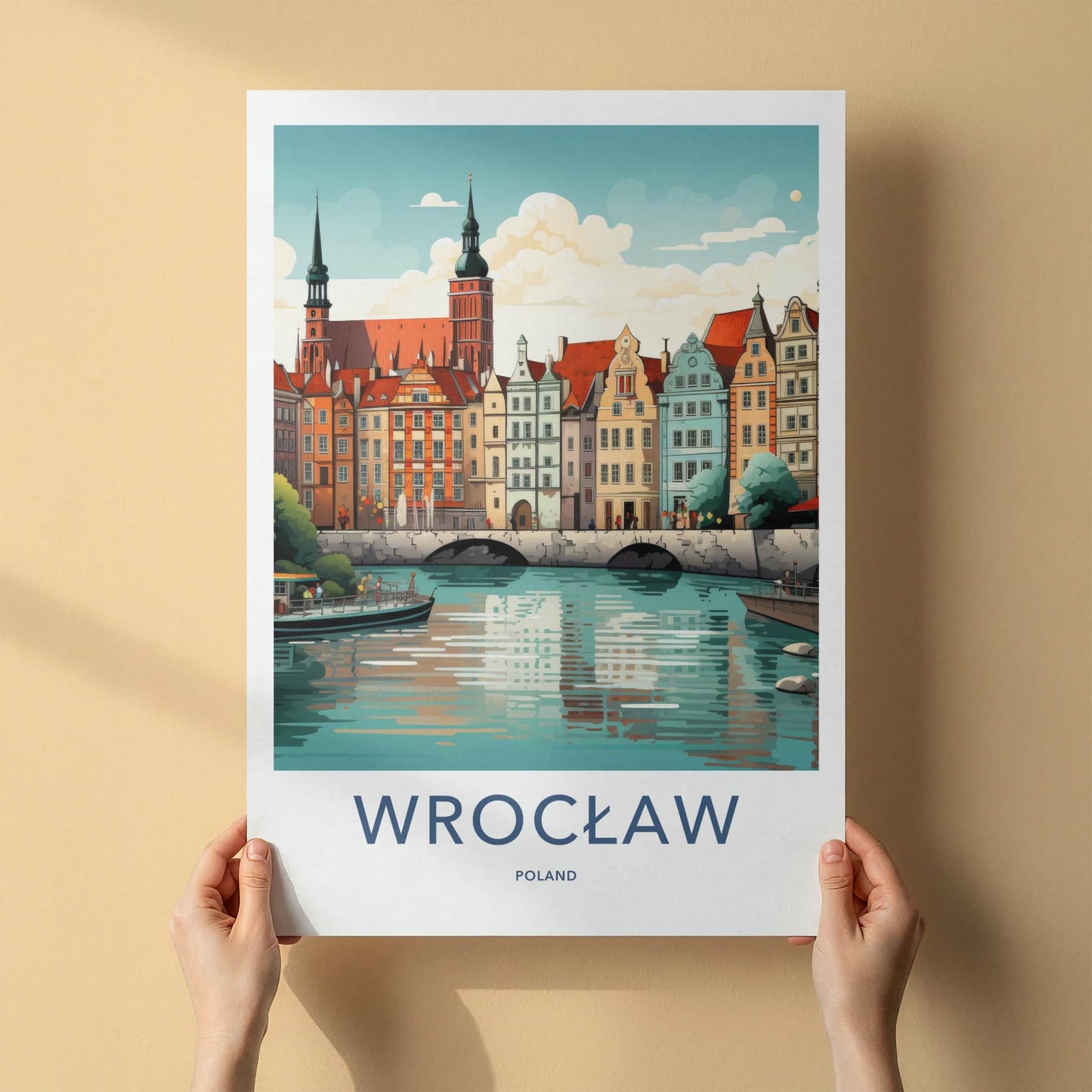 Wroclaw Poster - Poland Art Print - Historic Riverfront City Home Decor