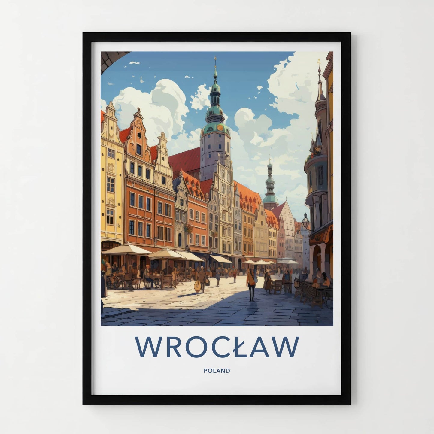 Wroclaw Poster - Poland Travel Art - Bustling City Square Home Decor