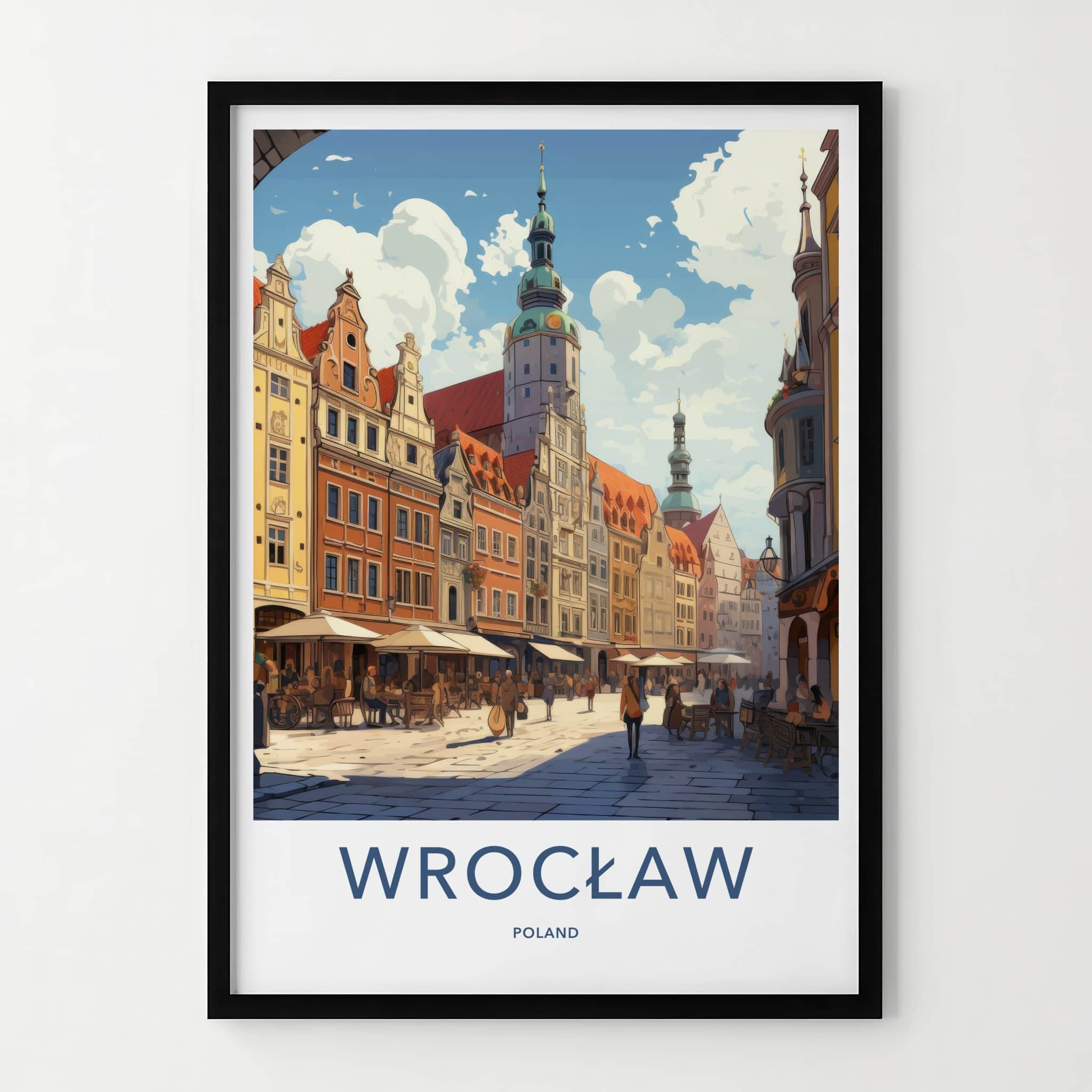 Wroclaw Poster - Poland Travel Art - Bustling City Square Home Decor