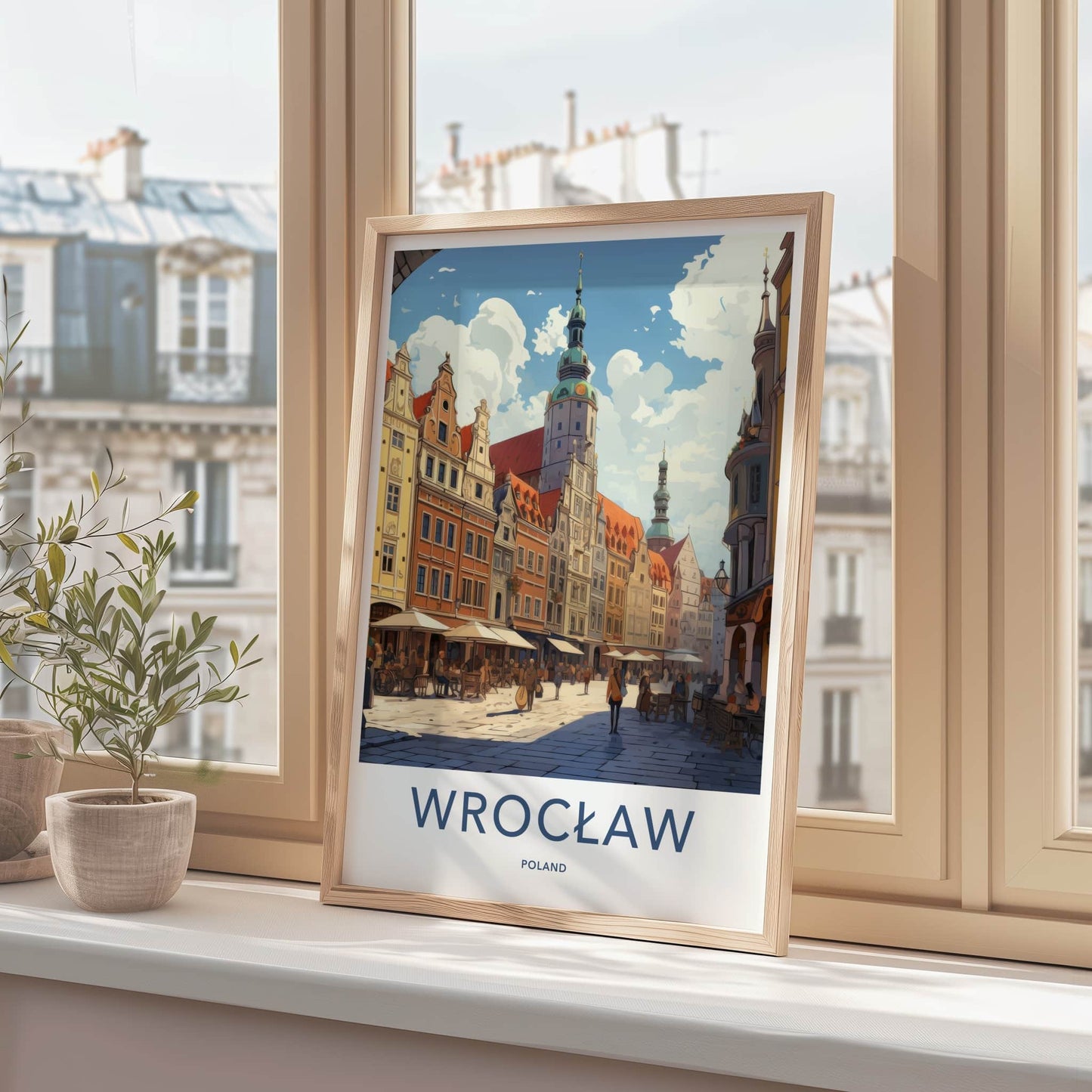 Wroclaw Poster - Poland Travel Art - Bustling City Square Home Decor