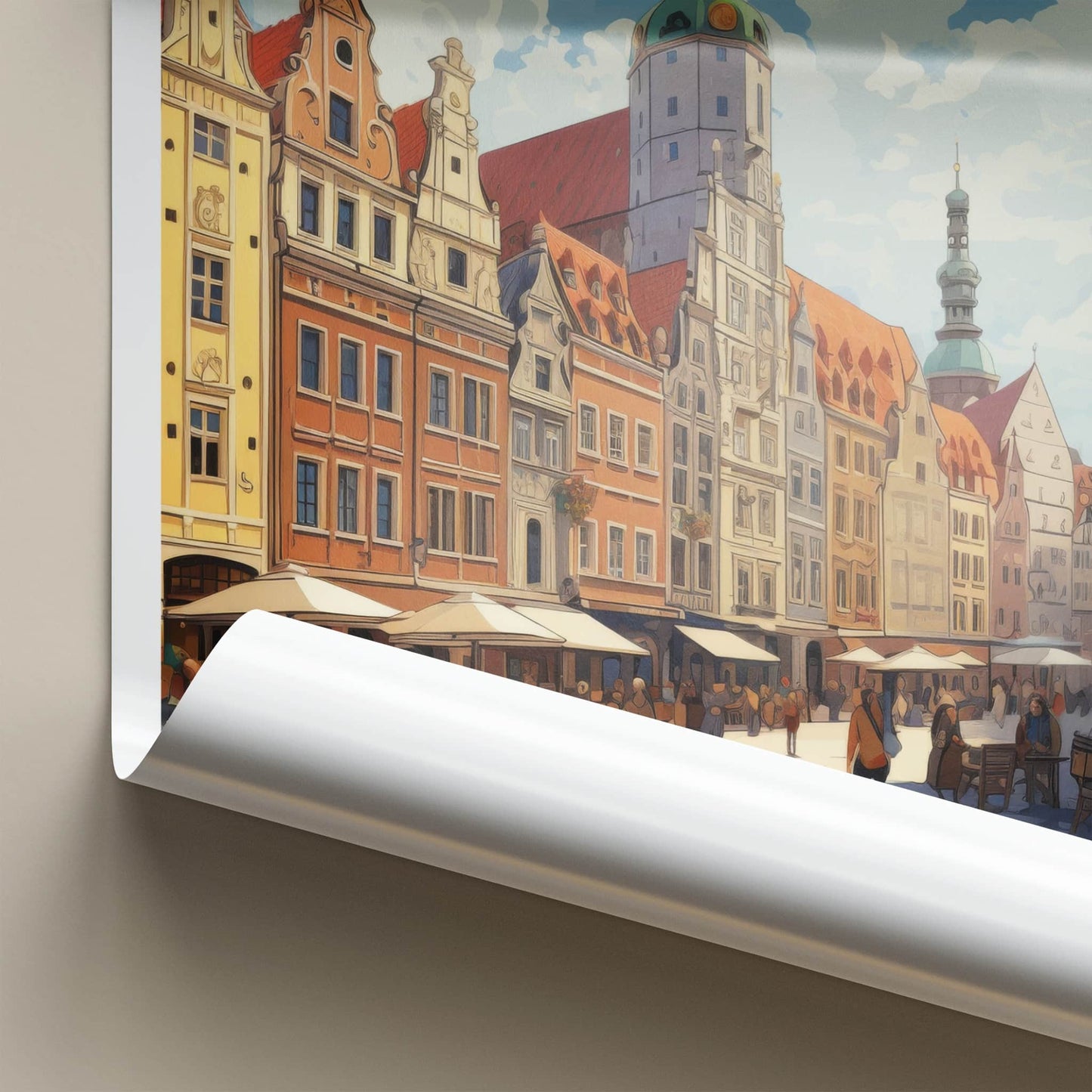 Wroclaw Poster - Poland Travel Art - Bustling City Square Home Decor
