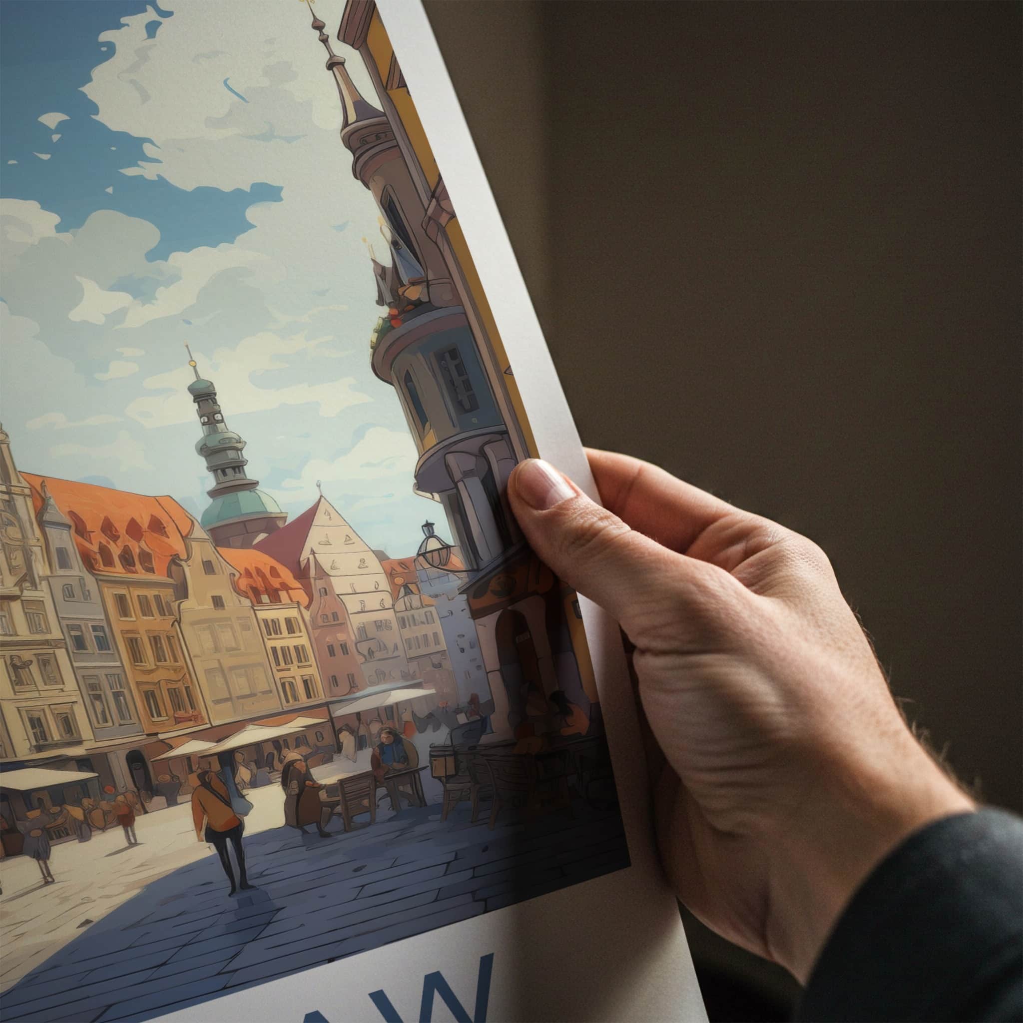 Wroclaw Poster - Poland Travel Art - Bustling City Square Home Decor