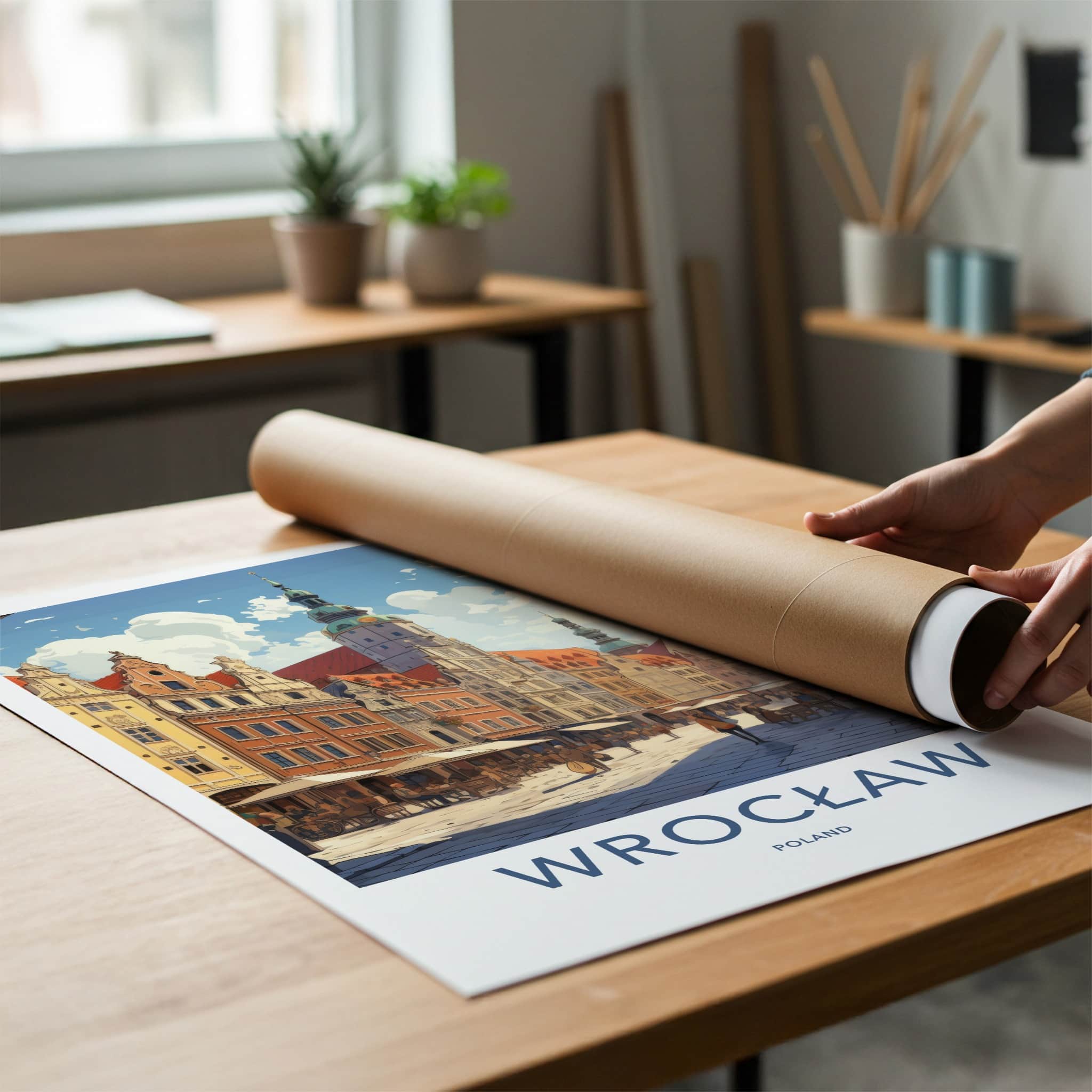 Wroclaw Poster - Poland Travel Art - Bustling City Square Home Decor