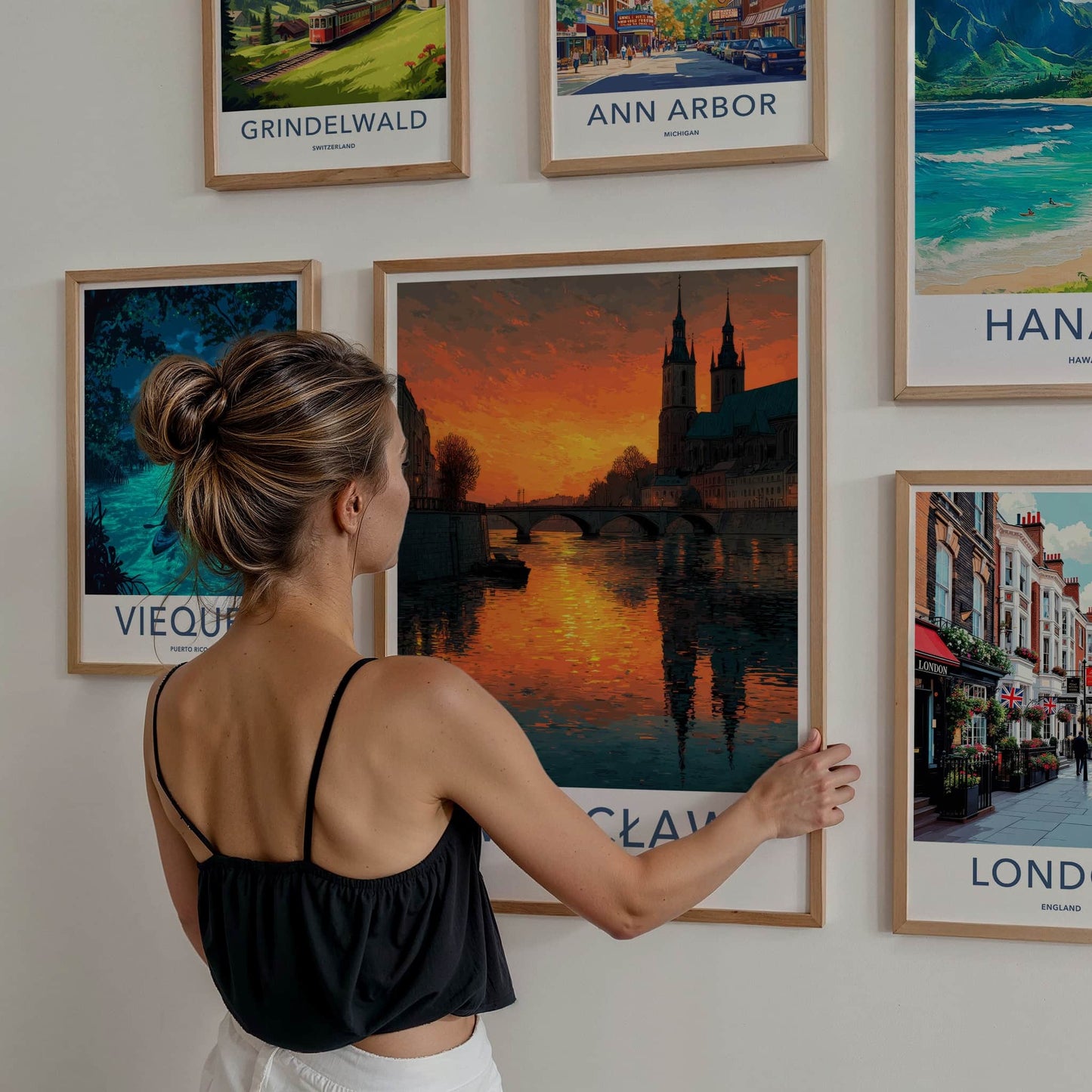Wroclaw Poster - Poland Travel Art - Orange Sky Reflections Home Decor