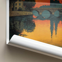 Wroclaw Poster - Poland Travel Art - River Bridge Reflections Home Decor