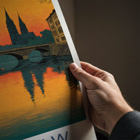 Wroclaw Poster - Poland Travel Art - River Bridge Reflections Home Decor