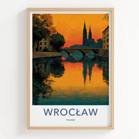 Wroclaw Poster - Poland Travel Art - River Bridge Reflections Home Decor