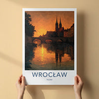 Wroclaw Poster - Poland Travel Art - River Sunset Reflections Home Decor
