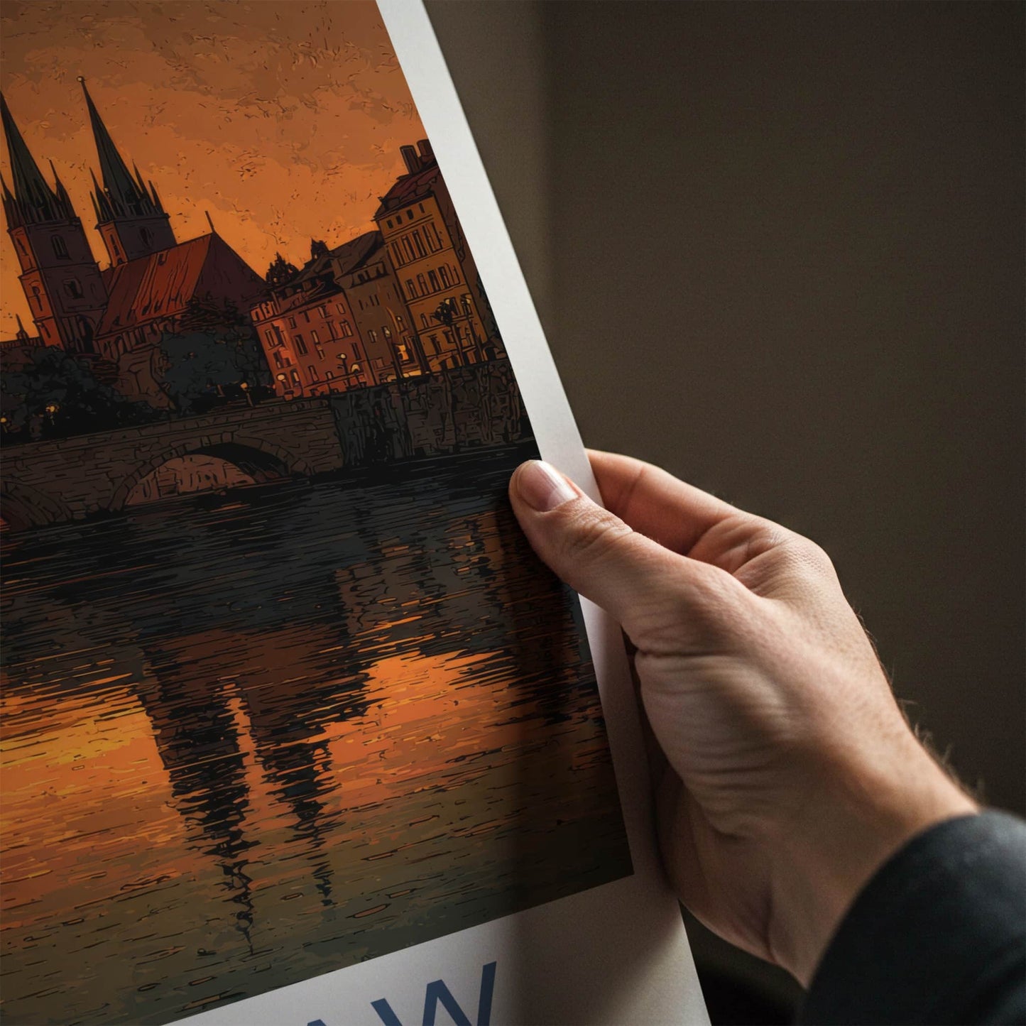Wroclaw Poster - Poland Travel Art - River Sunset Reflections Home Decor