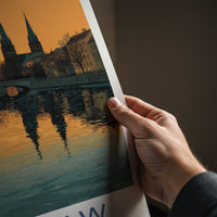 Wroclaw Poster - Poland Travel Art - Sunset River Spires Home Decor